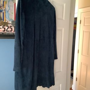 Barney’s Dark Blue Leather/Suede Coat